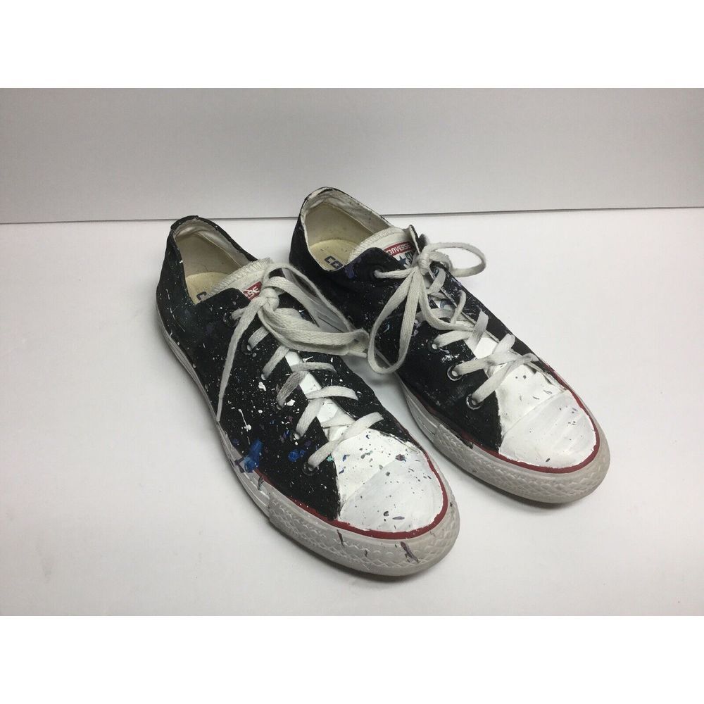 Converse All Star Shoes Unisex Black painted sneakers mens 8M womens 10M